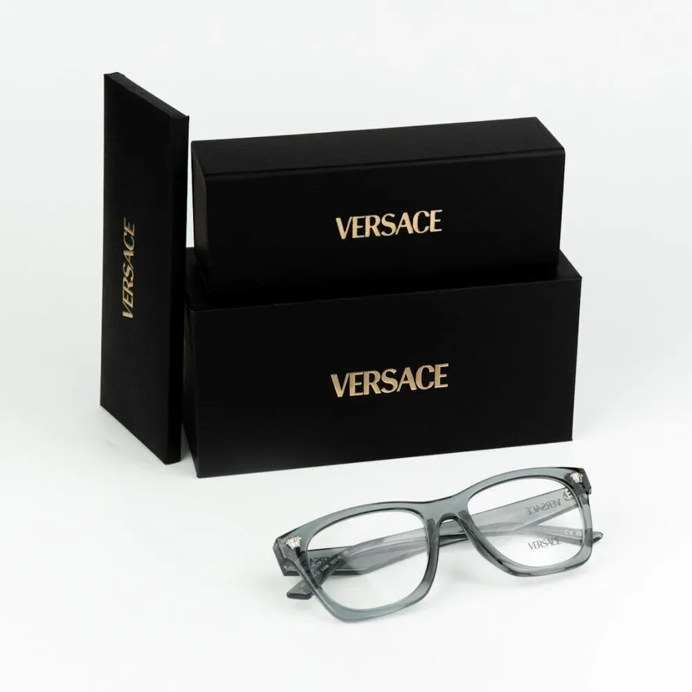 NEW Versace VE3363U 5496 Grey Transparent Square Unisex Eyeglasses VE 3363U